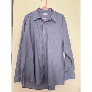 Pierre Cardin Mens Blue Long Sleeve Button Down Dress Shirt Size 17-17.5 34/35